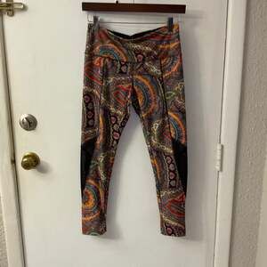 ABS by Allen B. Schwartz Paisley Print Leggings S Boho Athleisure Athletic Sport